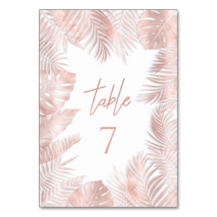 Elegante Rose Gold-Folie tropische Blätter romanti Tischnummer
