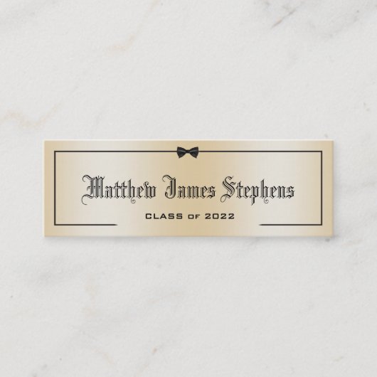 Elegante Rose Gold Formal Abschluss Name Card Telefonnummerkarte (Vorderseite)