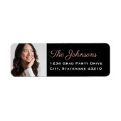 Elegante Rose Gold Foto Abschluss Rücksendeadresse (Vorne)