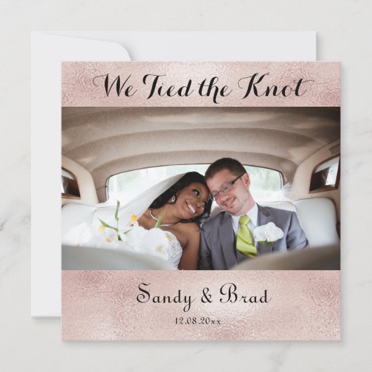 Elegante Rose Gold Foto Hochzeit Ankündigung (Vorderseite)