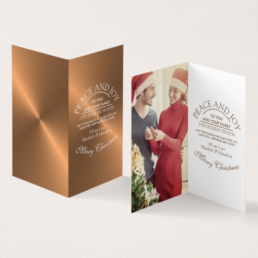 Elegante Rose Gold Foto Weihnachtskarten Visitenkarten (Innenseite und Außenseite)