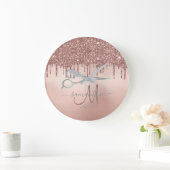 Elegante Rose Gold Friseurschere Mit Monogramm Große Wanduhr (Zuhause)