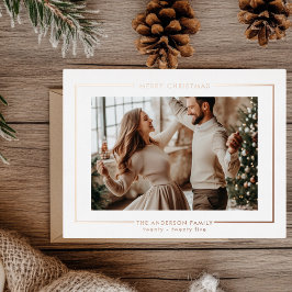 Elegante Rose Gold Frohe Weihnachten Personalisier Folien Feiertagspostkarte