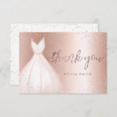 Elegante Rose Gold funkeln rosa Kleid quinceañera Dankeskarte (Vorne/Hinten)