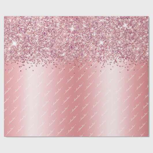 Elegante Rose Gold Funkelnd Glitzer Rosa Custom Geschenkpapier (Flach)