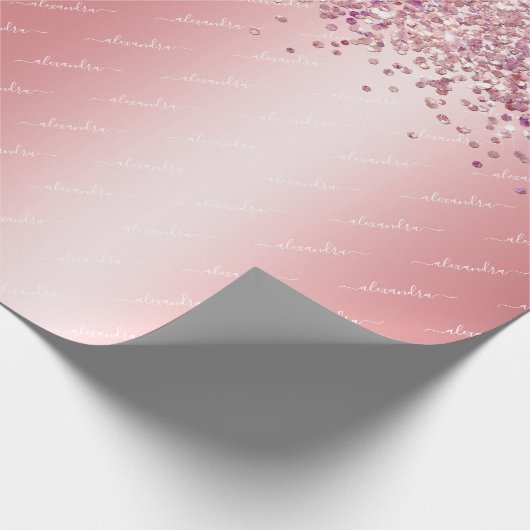 Elegante Rose Gold Funkelnd Glitzer Rosa Custom Geschenkpapier (Ecke)