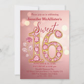Elegante Rose Gold Gemstone Sweet 16 Geburtstag Einladung (Vorderseite)