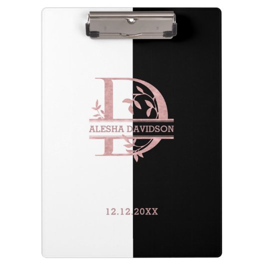 Elegante Rose Gold geteilte, benutzerdefinierte Mo Klemmbrett (Vorderseite)