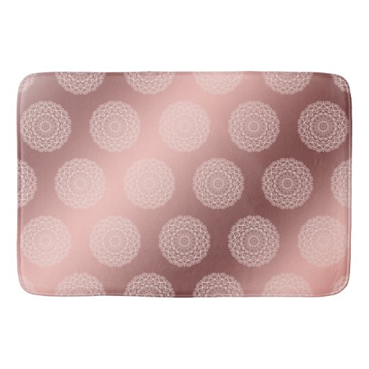 Elegante Rose Gold Girly Mandala Muster Badematte (Vorderseite)