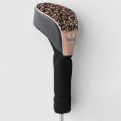 Elegante Rose Gold Glam Leopard personalisiert Golf Headcover (angewinkelt)