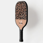 Elegante Rose Gold Glam Leopard personalisiert Pickleball Schläger (Links)