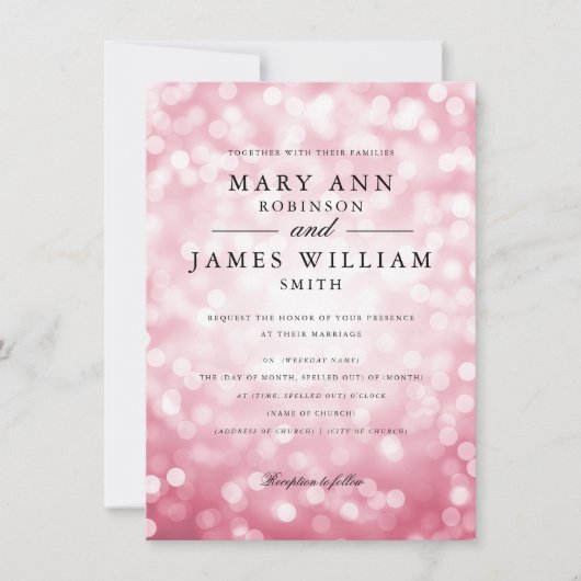 Elegante Rose Gold Glam Lights Hochzeit Einladung (Vorderseite)