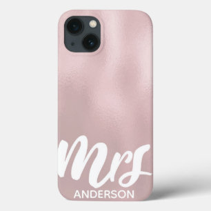 Elegante Rose Gold Glass Texture Mrs. Surname Case-Mate iPhone Hülle