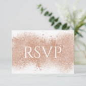 Elegante Rose Gold Glittery UAWG Wedding Card RSVP Karte (Stehend Vorderseite)
