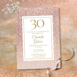 Elegante Rose Gold Glitzer 30. Geburtstag Einladung