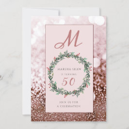 Elegante Rose Gold Glitzer 50. Geburtstag Einladung
