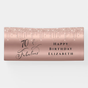 Elegante Rose Gold Glitzer 70. Geburtstagsparty Banner