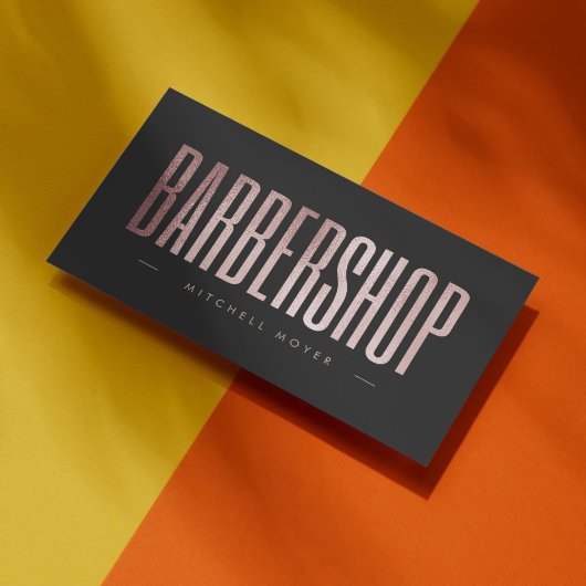 Elegante Rose Gold Glitzer Barbershop Visitenkarte