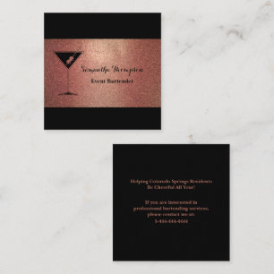 Elegante Rose Gold Glitzer Barkeeper Business Card Quadratische Visitenkarte