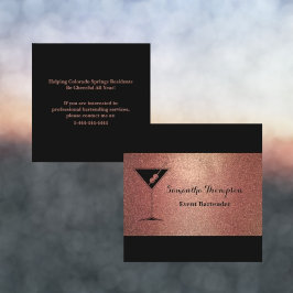 Elegante Rose Gold Glitzer Barkeeper Business Card Quadratische Visitenkarte