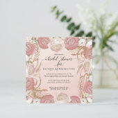 Elegante Rose Gold Glitzer bemalt Blumenbraut Einladung (Stehend Vorderseite)