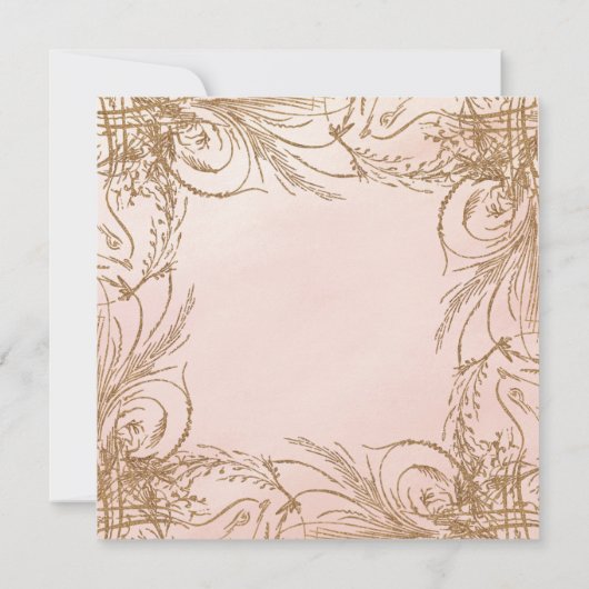 Elegante Rose Gold Glitzer bemalt Blumenbraut Einladung (Rückseite)