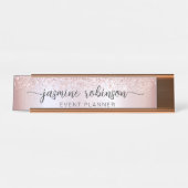 Elegante Rose Gold Glitzer Beruflich Monogram Schreibtischnamensplakette (Vorderseite )