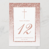 Elegante Rose Gold Glitzer Bestätigung oder Taufe Einladung (Rückseite)