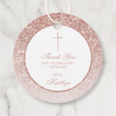 Elegante Rose Gold Glitzer Bestätigung oder Taufe Geschenkanhänger (Vorderseite)