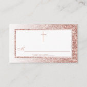 Elegante Rose Gold Glitzer Bestätigung oder Taufe Platzkarte (Vorderseite)