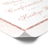 Elegante Rose Gold Glitzer Bestätigung oder Taufe Poster (Ecke)