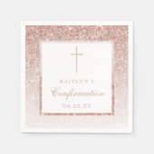 Elegante Rose Gold Glitzer Bestätigung oder Taufe Serviette (Vorderseite)