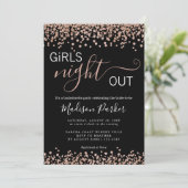 Elegante Rose Gold Glitzer Black Bachelorette Einladung (Stehend Vorderseite)
