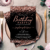 Elegante Rose Gold Glitzer Black jedes Alter Gebur Einladung