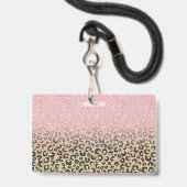 Elegante Rose Gold Glitzer Black Leopard Print Ausweis (Vorderseite mit Lanyard)