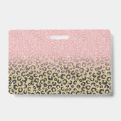 Elegante Rose Gold Glitzer Black Leopard Print Ausweis (Rückseite)