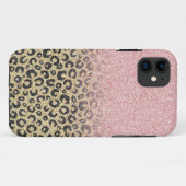 Elegante Rose Gold Glitzer Black Leopard Print Case-Mate iPhone Hülle (Rückseite (Horizontal))