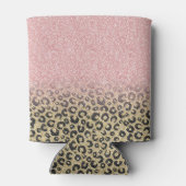 Elegante Rose Gold Glitzer Black Leopard Print Dosenkühler (Rückseite)