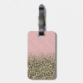 Elegante Rose Gold Glitzer Black Leopard Print Gepäckanhänger (Rückseite vertikal)