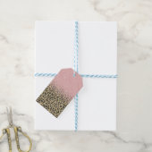 Elegante Rose Gold Glitzer Black Leopard Print Geschenkanhänger (Mit Garn)