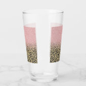 Elegante Rose Gold Glitzer Black Leopard Print Glas (Links)