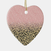 Elegante Rose Gold Glitzer Black Leopard Print Keramik Ornament (Rechts)