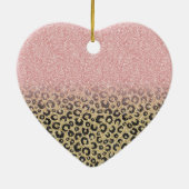 Elegante Rose Gold Glitzer Black Leopard Print Keramik Ornament (Hinten)