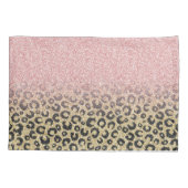 Elegante Rose Gold Glitzer Black Leopard Print Kissenbezug (Rückseite-Links)