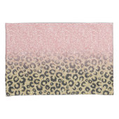 Elegante Rose Gold Glitzer Black Leopard Print Kissenbezug (Vorderseite-Rechts)