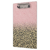 Elegante Rose Gold Glitzer Black Leopard Print Klemmbrett (Links)