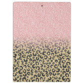 Elegante Rose Gold Glitzer Black Leopard Print Klemmbrett (Rückseite)