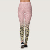 Elegante Rose Gold Glitzer Black Leopard Print Leggings (Rückseite)