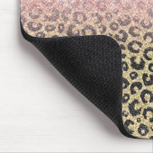 Elegante Rose Gold Glitzer Black Leopard Print Mousepad (Ecke)