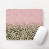 Elegante Rose Gold Glitzer Black Leopard Print Mousepad (Mit Mouse)